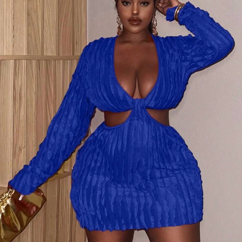 Vibrant Blue Cutout Mini Dress